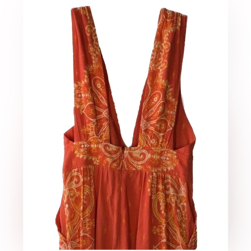 Free People’s Setting Sun Printed Orange Cropped Jumpsuit NWOT - Picture 10 of 12